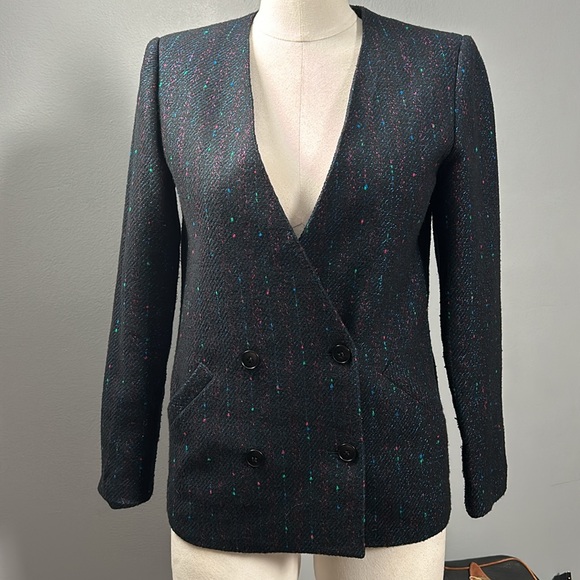 Vintage Gentleman’s Lady Double Breasted Blazer Navy size small - Picture 4 of 16